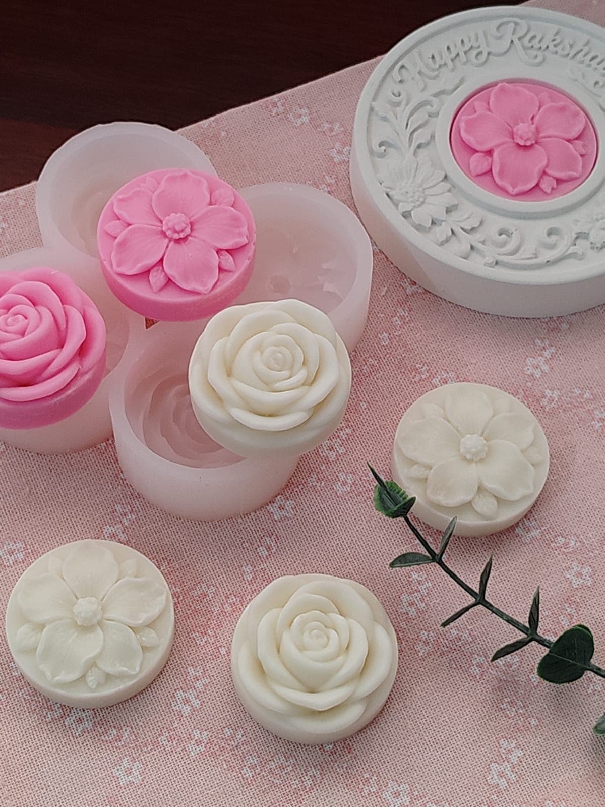 Happy Rakshabandhan Tealight Holder and Flower Tealight combo set 